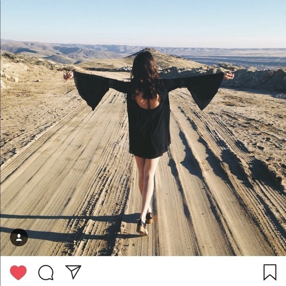 ASOS 70s Black  Bell Sleeved Crochet Dress - Picture 5 of 5